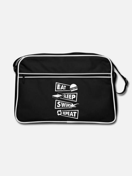 Schwimmerin Geschenk - Retro Tasche - Schwarz/Weiß