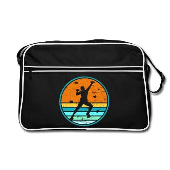 Klettern Boulder Bergsteiger Kletterer Bouldern - Retro Tasche - Schwarz/Weiß - Vorne
