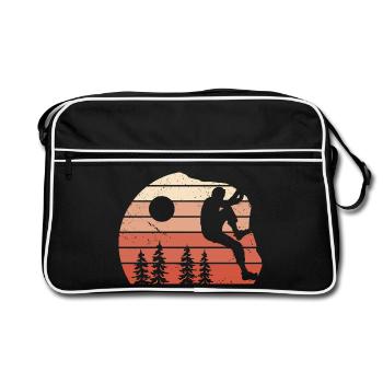 Bergsteiger Klettern Bouldern Boulder - Retro Tasche - Schwarz/Weiß - Vorne
