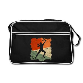 Bergsteiger Klettern Kletterer Bouldern - Retro Tasche - Schwarz/Weiß - Vorne