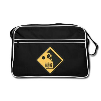 Bergsteiger Bouldern Kletterer Klettern - Retro Tasche - Schwarz/Weiß - Vorne