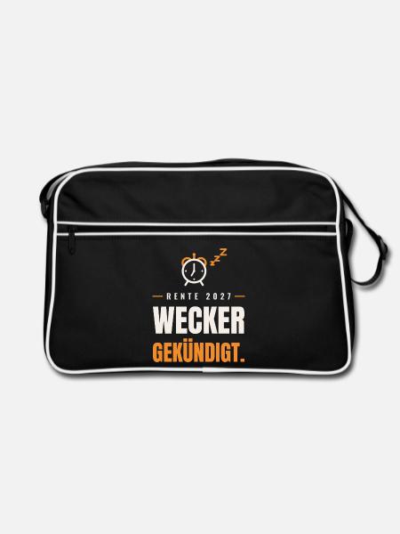 Rente 2027 Wecker - Retro Tasche - Schwarz/Weiß