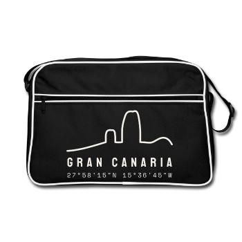 Koordinaten von Gran Canaria - Retro Tasche - Schwarz/Weiß - Vorne