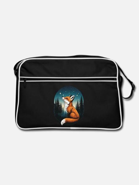 Fuchs Sternenhimmel - Retro Tasche - Schwarz/Weiß