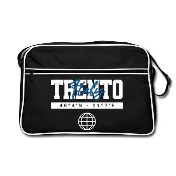 Trient Italien Koordinaten Reise Souvenir - Retro Tasche - Schwarz/Weiß - Vorne