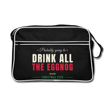 Drink All The Eggnog - Weihnachten Familie - Retro Tasche - Schwarz/Weiß - Vorne