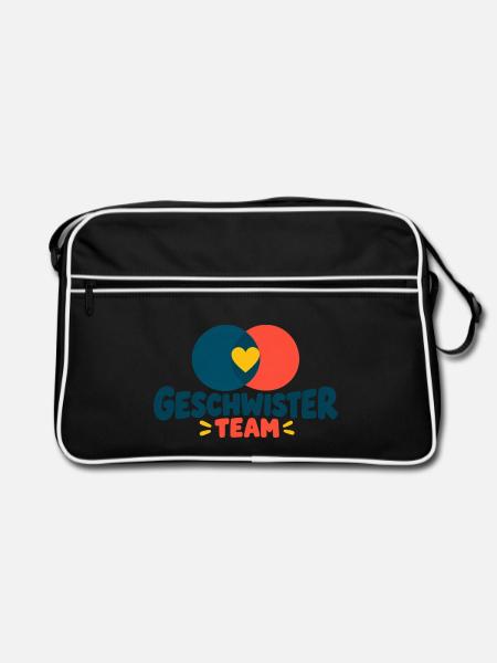 Geschwisterteam - Retro Tasche - Schwarz/Weiß