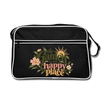 The Garden Is My Happy Place - Retro Tasche - Schwarz/Weiß - Vorne