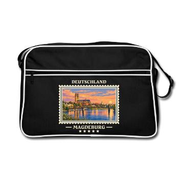 Deutschland Magdeburg Vintage Reisemarke - Retro Tasche - Schwarz/Weiß - Vorne
