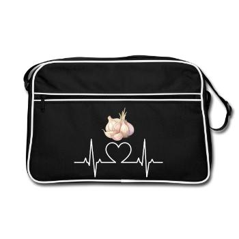 Knoblauch Herzschlag Design - Retro Tasche - Schwarz/Weiß - Vorne
