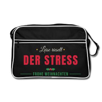 Leise rieselt der Stress - Weihnachten - Retro Tasche - Schwarz/Weiß - Vorne