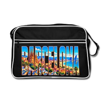 Barcelona-33cm - Retro Tasche - Schwarz/Weiß - Vorne