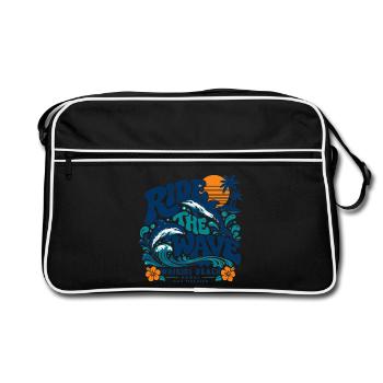 Die Waikiki-Welle surfen - Retro Tasche - Schwarz/Weiß - Vorne