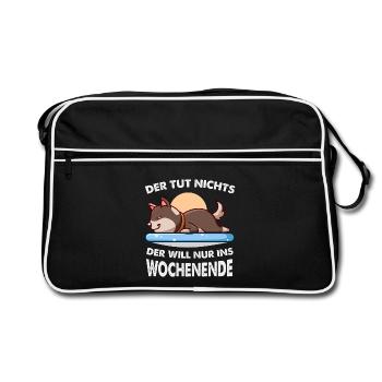 Der tut nichts, der will nur ins Wochenende - Retro Tasche - Schwarz/Weiß - Vorne