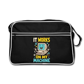 Programmiererhumor – It Works on My Machine - Retro Tasche - Schwarz/Weiß - Vorne