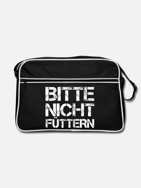 Bitte Nicht Füttern Lustiger Spruch Humor Shirt - Retro Tasche - Schwarz/Weiß