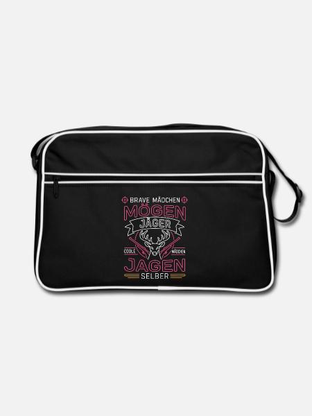 Jägerinnen Coole Mädchen Jagd - Retro Tasche - Schwarz/Weiß