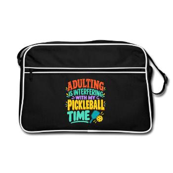 Adulting Stört die Pickleball-Zeit - Retro Tasche - Schwarz/Weiß - Vorne