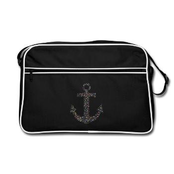 Anker aus Fischen Bunt - Retro Tasche - Schwarz/Weiß - Vorne