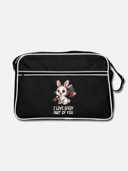 Süßer Killer-Hase - Retro Tasche - Schwarz/Weiß