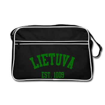 Lietuva Vintage Est.1009 - Retro Tasche - Schwarz/Weiß - Vorne