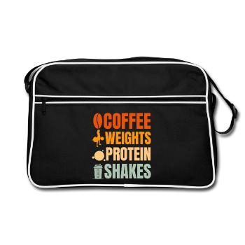 Kaffee Gewichte Protein Shakes Design - Retro Tasche - Schwarz/Weiß - Vorne