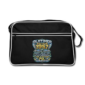 Oldtimer 1957 zum 70. Geburtstag - Retro Tasche - Schwarz/Weiß - Vorne