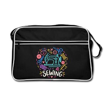 Love Sewing Machine Craft - Retro Tasche - Schwarz/Weiß - Vorne