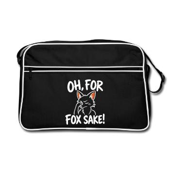 Oh, um des Fuchses willen – Lustiger sarkastischer Fuchs - Retro Tasche - Schwarz/Weiß - Vorne