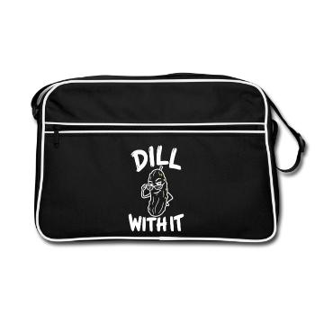 Dill With It – lustiges Pickle-Wortspiel mit Sonnenbrille - Retro Tasche - Schwarz/Weiß - Vorne