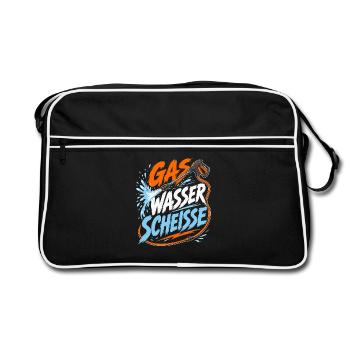 Gas Wasser Scheiße Klempner - Retro Tasche - Schwarz/Weiß - Vorne
