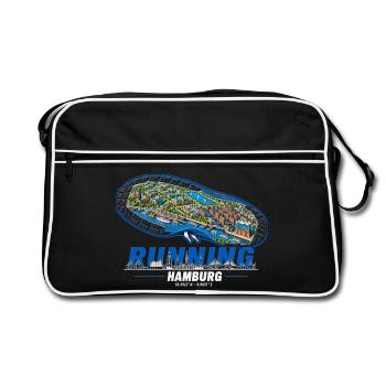 Running Hamburg Laufschuh Stadtkarte - dunkel - Retro Tasche - Schwarz/Weiß - Vorne