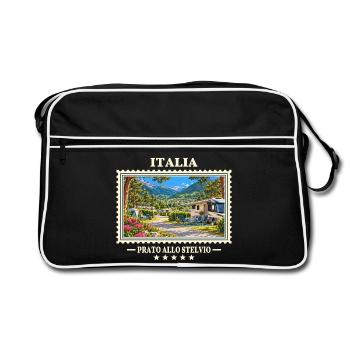 Italien Prad am Stilfserjoch Camping Vintage Marke - Retro Tasche - Schwarz/Weiß - Vorne