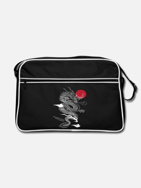 Japanischer Drachengeist - Retro Tasche - Schwarz/Weiß