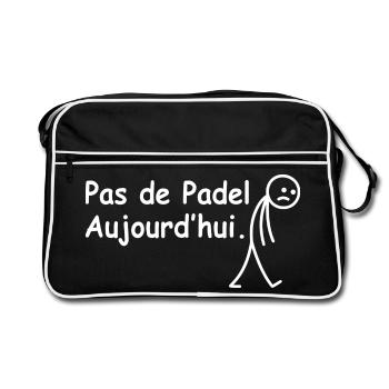 Heute kein Padel - Retro Tasche - Schwarz/Weiß - Vorne