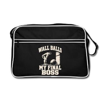 Wall Balls Hybrid Fitness Rennen Fitnessstudio Humor Männer - Retro Tasche - Schwarz/Weiß - Vorne