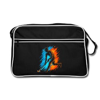 Hockey Floorball Herren Kinder Feldhockey Jungen - Retro Tasche - Schwarz/Weiß - Vorne