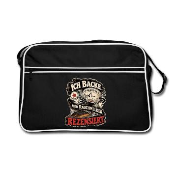 Ich Backe Rauchmelder Rezension - Retro Tasche - Schwarz/Weiß - Vorne