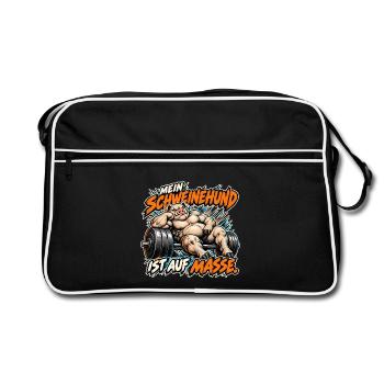 Mein Schweinehund ist auf Masse - Retro Tasche - Schwarz/Weiß - Vorne