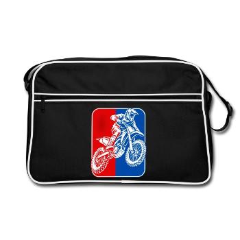 Motocross-Rider RotBlau Kontrast - Retro Tasche - Schwarz/Weiß - Vorne