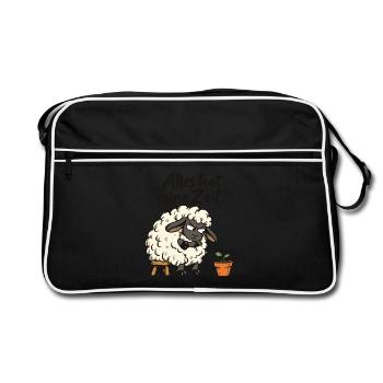 Alles hat seine Zeit Schaf christlich Geduld Bibel - Retro Tasche - Schwarz/Weiß - Vorne
