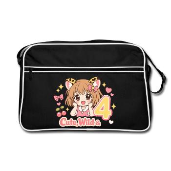 Cute Wild & 4 Leopard Girl Theme - Retro Tasche - Schwarz/Weiß - Vorne