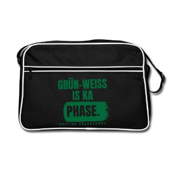 Grün-Weiß is ka Phase - Retro Tasche - Schwarz/Weiß - Vorne
