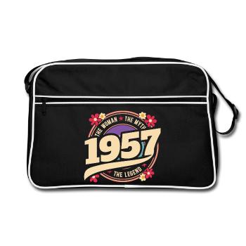 1957 70 Jahre Jubiläum Vintage Woman - Retro Tasche - Schwarz/Weiß - Vorne