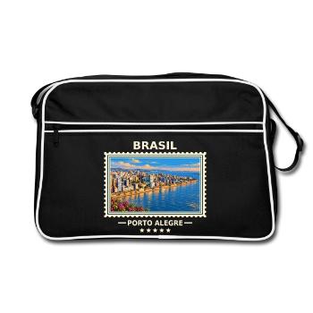 Brasilien Porto Alegre Vintage Reisemarke - Retro Tasche - Schwarz/Weiß - Vorne