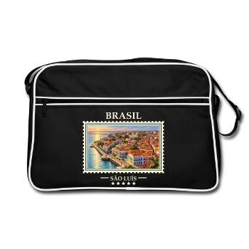 Brasilien São Luís Vintage Reisemarke - Retro Tasche - Schwarz/Weiß - Vorne