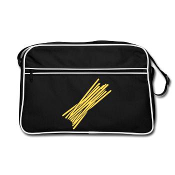 Spaghetti Pasta Nudeln Italien Geschenk - Retro Tasche - Schwarz/Weiß - Vorne