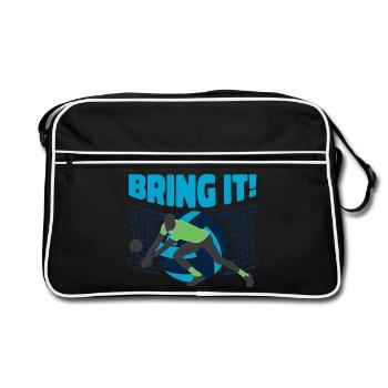 Bring It! Volleyball Annahme am Netz Blau - Retro Tasche - Schwarz/Weiß - Vorne