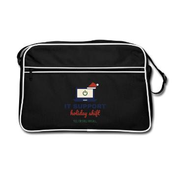 IT Support Holiday Shift – Admin an Weihnachten - Retro Tasche - Schwarz/Weiß - Vorne