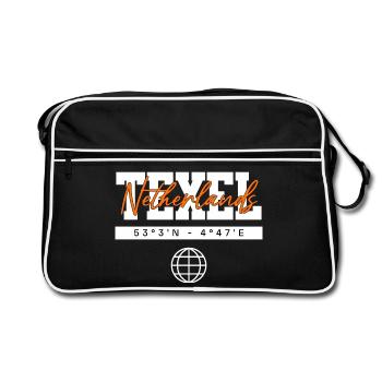 Texel Niederlande Koordinaten Reise Souvenir - Retro Tasche - Schwarz/Weiß - Vorne